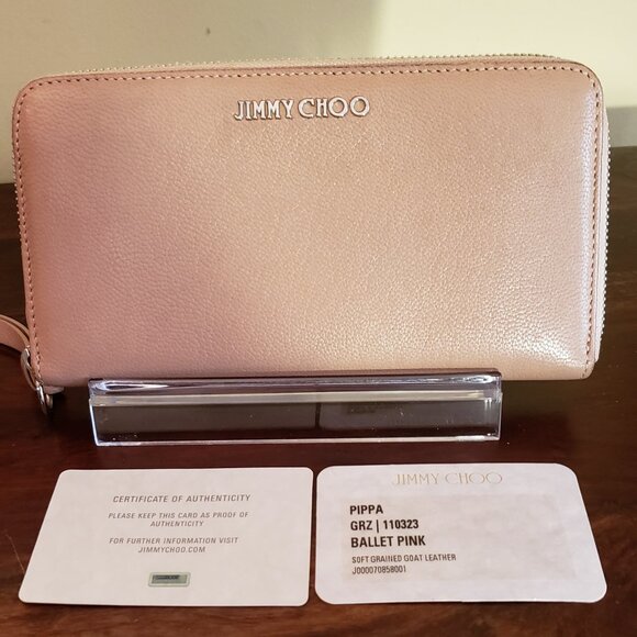 JIMMY CHOO BALLET PINK SOFT GRAINED GOAT LEATHER WALLET - Picture 15 of 15